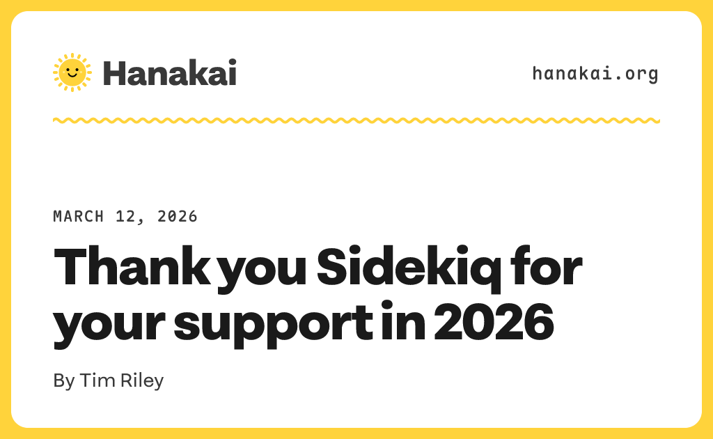 Thank you Sidekiq for your support in 2026